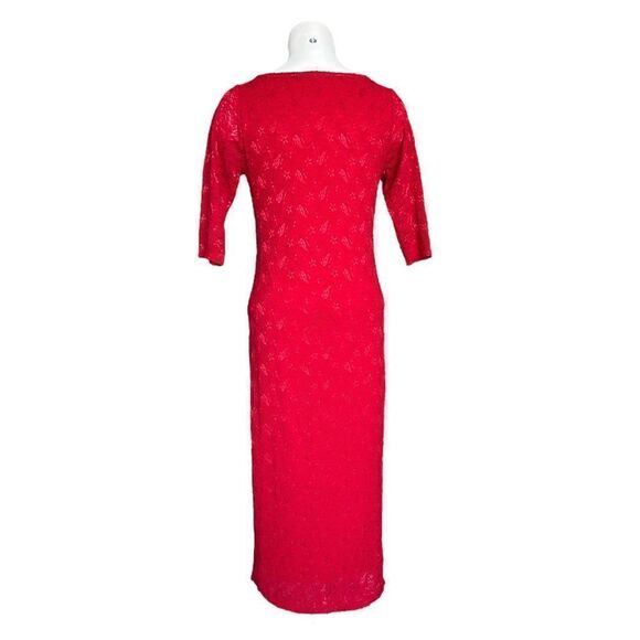 Pinkblush Women’s Red Floral Lace Mesh Overlay Maxi Dress Size Small - Picture 4 of 6